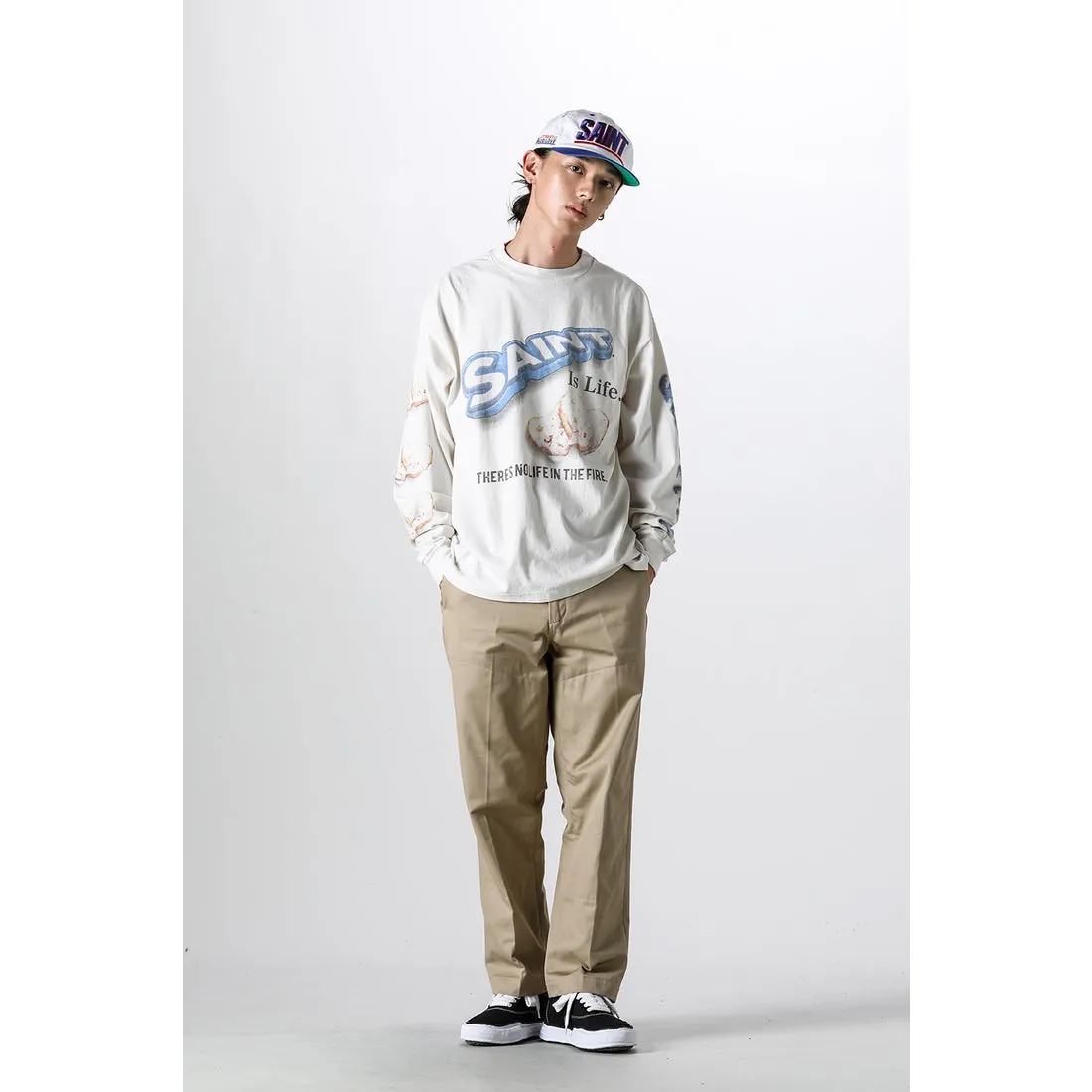 SAINT Mxxxxxx HEART COOKIES L/S TEE/WHT Love Oreo printed long sleeves Off-white S-XL Customized co-branded main mark/wash mark Correct version Ready-made garments washed and distressed VINTAGE feeling Top-notch printing technology Perfect restoration